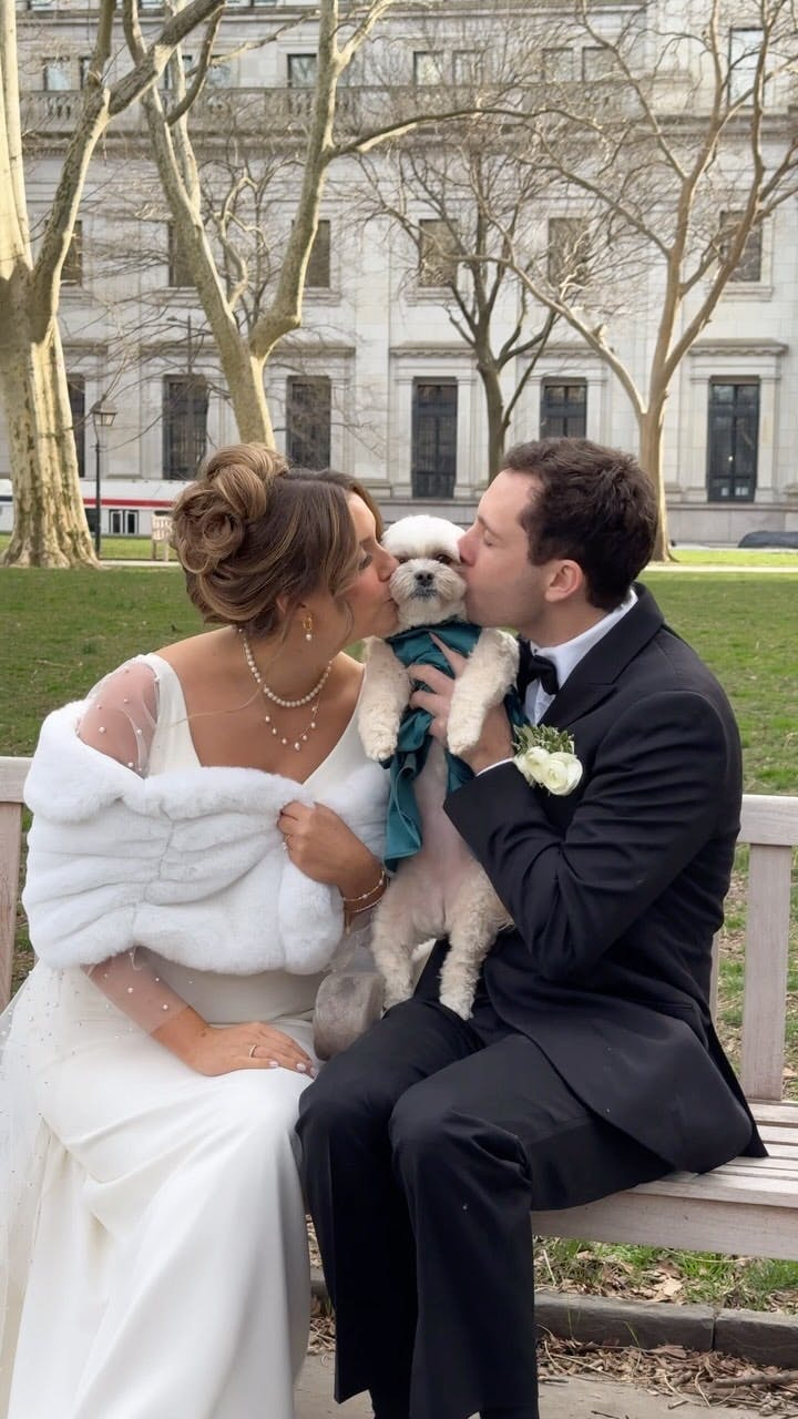 if your wedding is in the city, highly recommend having bride and groom portraits with your dog in a city park 👌🏼

couple: @kmcguig @kennykop5 
hair & makeup: @phillyhair
wedding dress: @lebelladonnabridal 

if you’re interested in booking me as your wedding content creator to capture moments like this, send me a DM or inquire on my website & we’ll chat about my availability and your vision 🫶

#weddingcontentcreator #philadelphiaweddingcontentcreator #phillywedding #philadelphiawedding #oldcity #citypark #brideandgroomphotos #dogofhonor #weddingphotos #brideandgroomportraits 
keywords: Philly wedding content creator in Philadelphia dog of honor city portraits bride and groom photos old city park